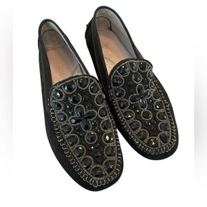 Primigi Black Suede Slip-On Loafers with Subtle Stitching - 39
